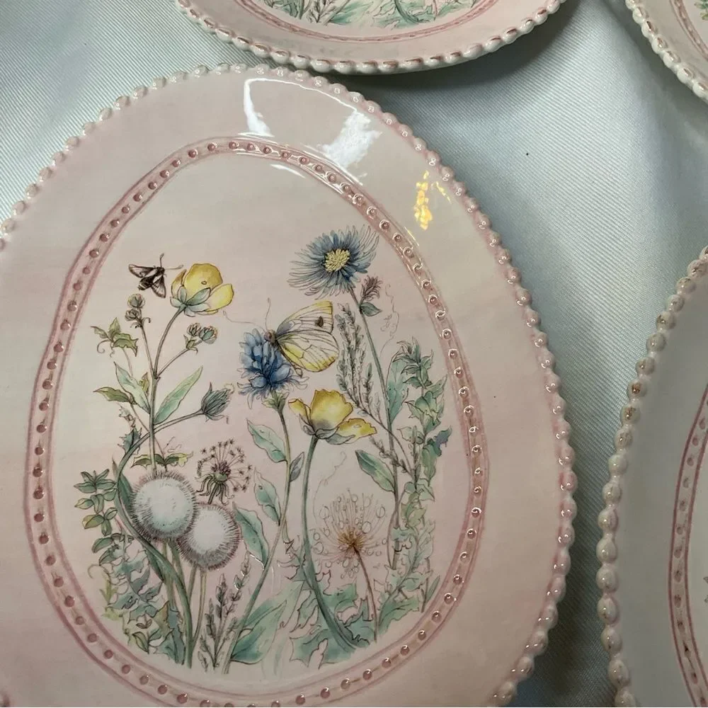 Pottery Barn‎ Easter Egg Plates Set of 4 Rare Cottage Core boxed